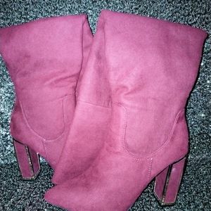 Burgundy Knee High Boots